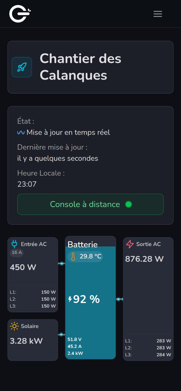 Live view of an installation on a phone
